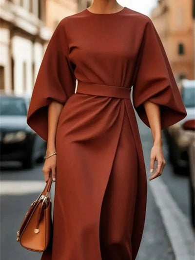 Brand | Women's Midi Dress - Stylish A-Line - Elegant Wear - Image 3