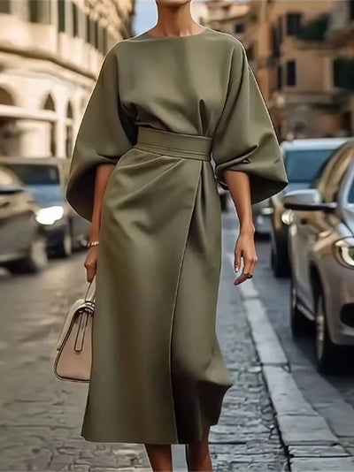 Brand | Women's Midi Dress - Stylish A-Line - Elegant Wear - Image 2
