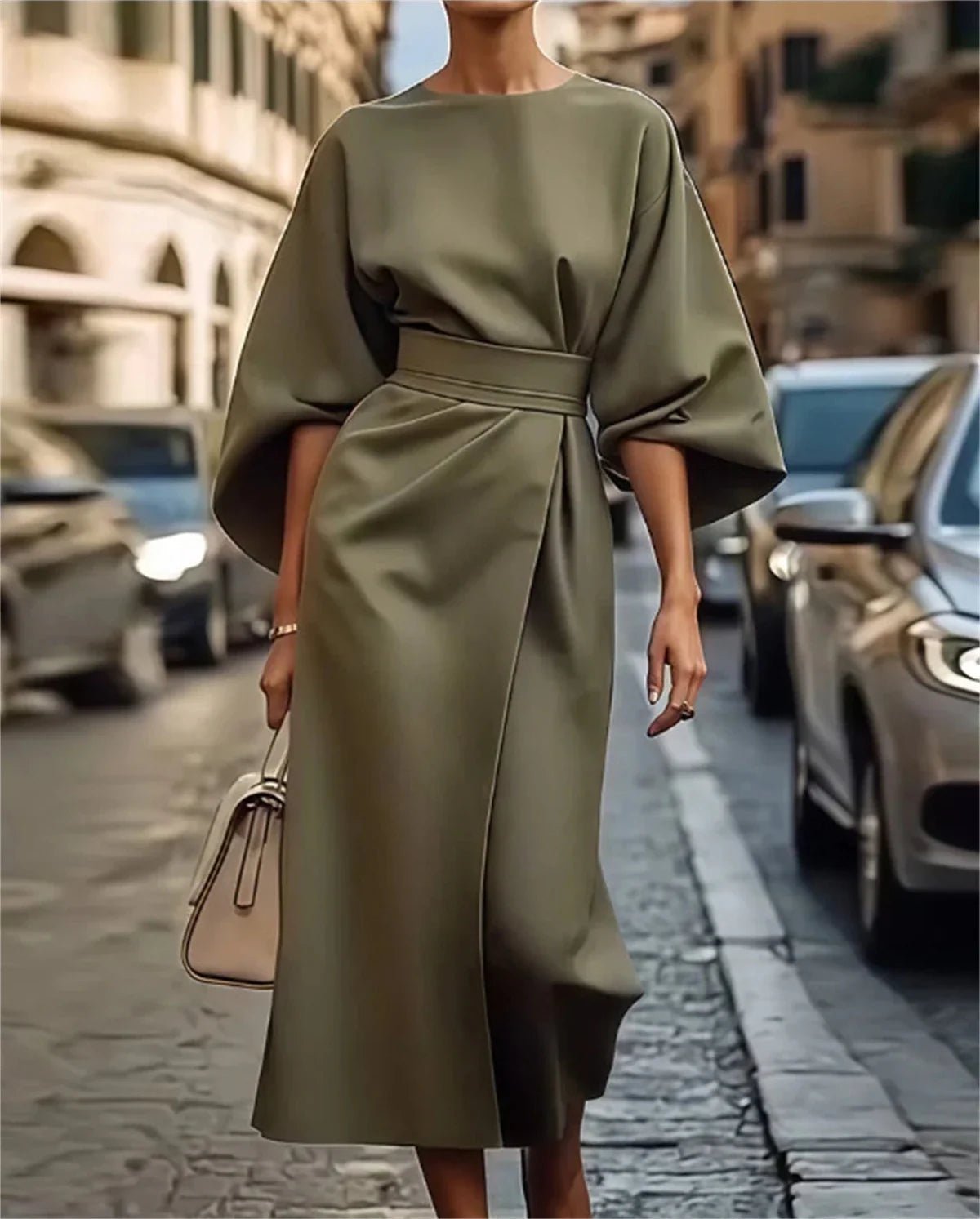 Brand | Women's Midi Dress - Stylish A-Line - Elegant Wear - Image 9
