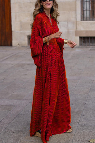 Couture-moda | Women's Elegant Long Sleeve V-Neck Dress - Image 3